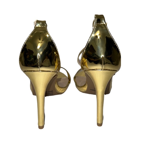 Qupid Gold Strappy Slingback Dress Sandals - Picture 5 of 6